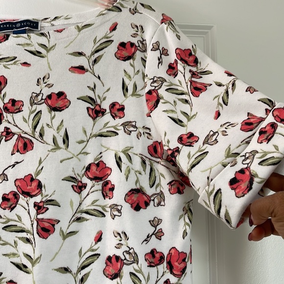 Karen Scott Size XL Print 3/4 Length Top - Picture 6 of 12